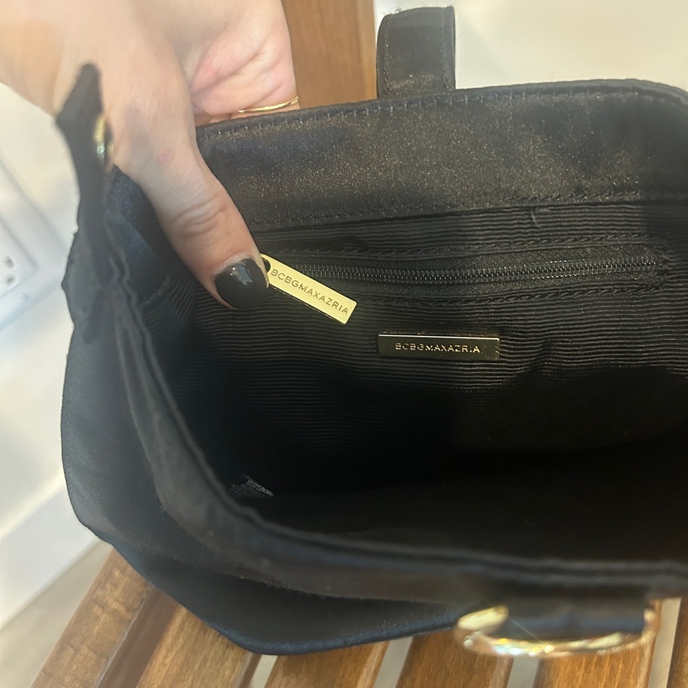 BCBG MaxAzria Black Satin Evening Purse - Picture 6 of 8